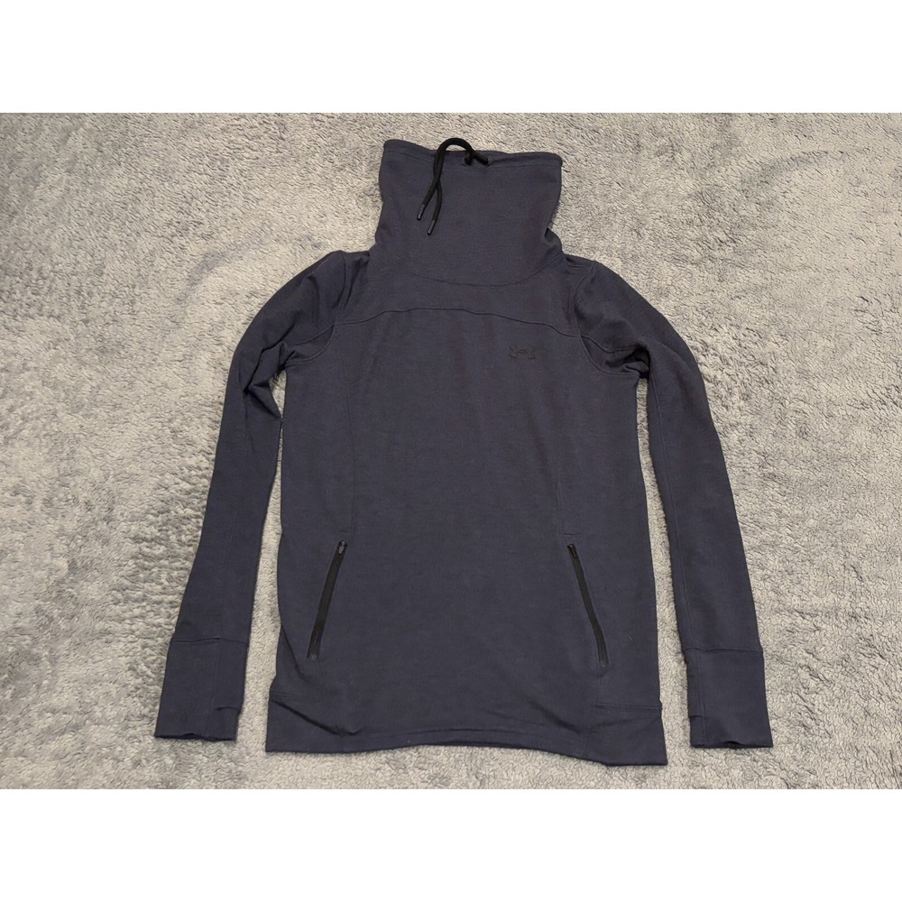 Under Armour Featherweight Slouchy Funnel Neck Pullover Navy Blue Womens Small